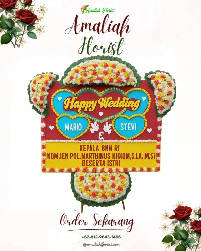 Karangan Papan Bunga Pernikahan di Sukadana